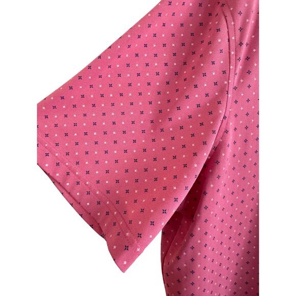 Johnnie-O Short Sleeve Mens XL Polyester/Spandex Pink Patterned Polo Shirt - Picture 4 of 5